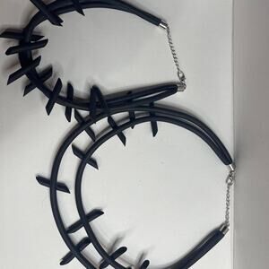 Black Rubber Choker and Bracelet set Gothic Costume